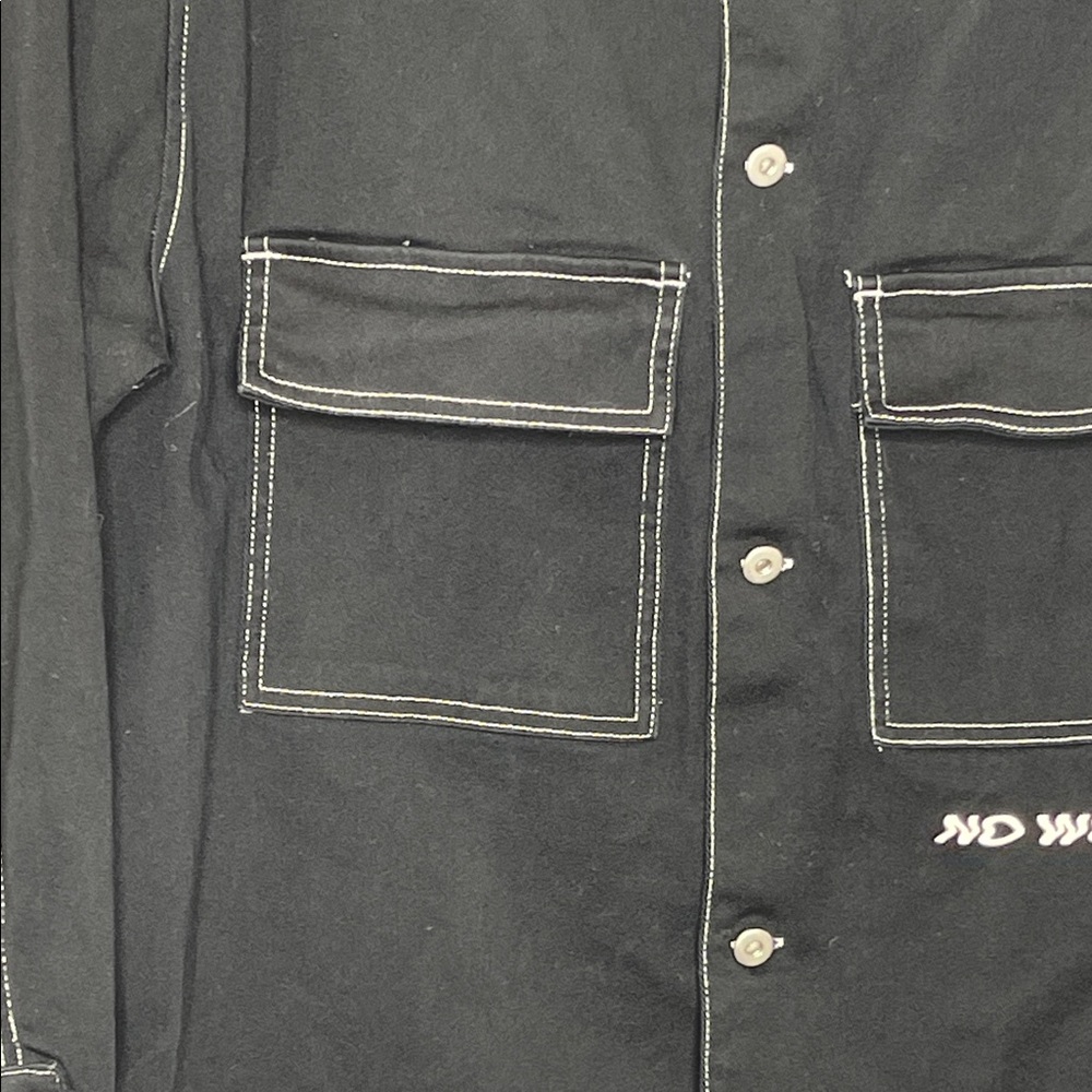 Urban Outfitters Contrast Stitch Button-Down Overshirt White Stitching - Picture 3 of 9